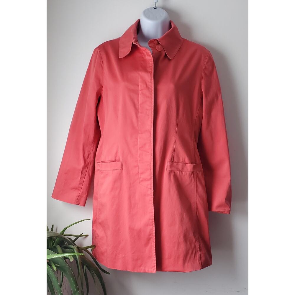 Talbots Womens Coral Mid Length Spring Jacket Size Petite Medium Preppy Classy